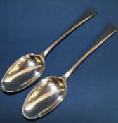 2 Georgian silver basting spoons, Thomas Chawner London 1774, 4.43ozt