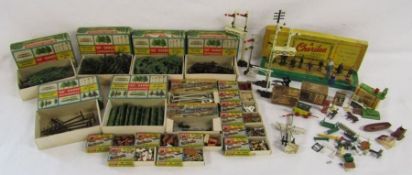 Collection of boxed A Merit '00' gauge kit scene accessories - station lamp posts, fir tree, Alder