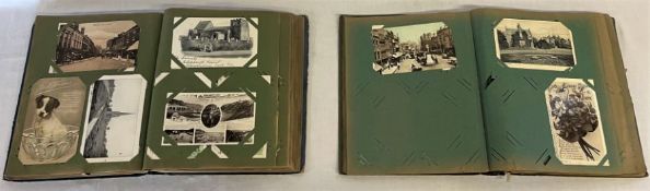 Two early 20th century postcard albums, including some local and greetings postcards