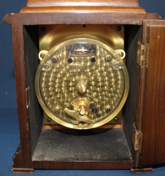 Small Georgian style bracket clock in mahogany case, movement marked Rotherham Made in England and - Image 2 of 2