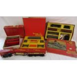 Red Boxed Tri-ang railways includes - Royal Mail coach, hopper car set, passenger train etc
