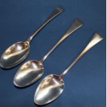 Pair of silver tablespoons London 1810 & silver tablespoon engraved JWB, Sheffield 1919, 6.36ozt