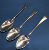 Pair of silver tablespoons London 1810 & silver tablespoon engraved JWB, Sheffield 1919, 6.36ozt