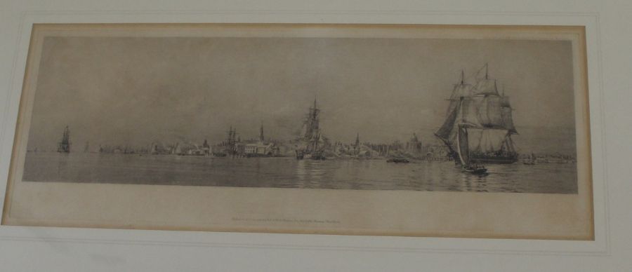 Four gilt framed Harold Wyllie (1880-1975) etchings with aquatint, (details verso) "Waterside Town - Image 5 of 6
