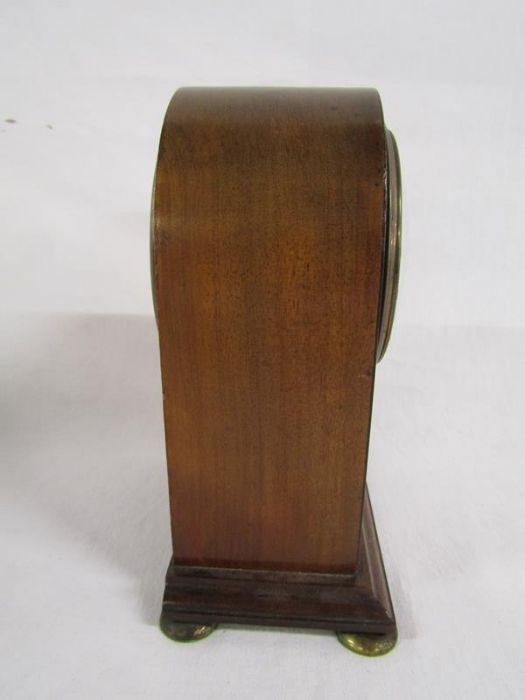 Edwardian mahogany mantel clock, the face marked Mappin & Webb Made in France - approx. 19cm tall - Image 5 of 7