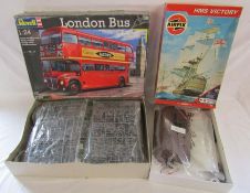 Airfix HMS Victory model kit (missing instructions) and Revell London bus model kit
