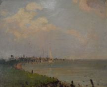 'Sails On The Humber' oil on canvas attributed to Herbert Rollett (Grimsby 1870 - 1932) (page 32 '