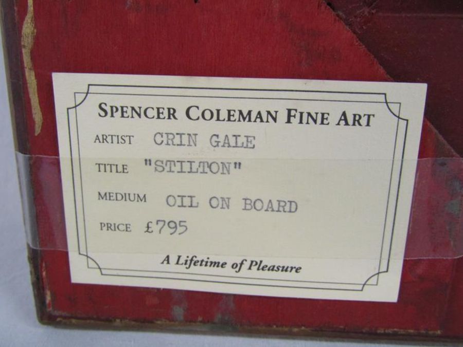 Crin Gale (B. 1947)  gilt framed oil on board still life entitled 'Stilton' -  48cm x 42.5cm - Image 6 of 6