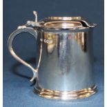 Silver mustard pot Sheffield 1948 3.48ozt (and small blue glass liner)