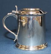 Silver mustard pot Sheffield 1948 3.48ozt (and small blue glass liner)