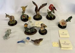 Selection of Country Artists figures including "Greenfinch on June berry" etc, two Wade ceramic dogs