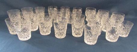 Selection of crystal whiskey tumblers etc