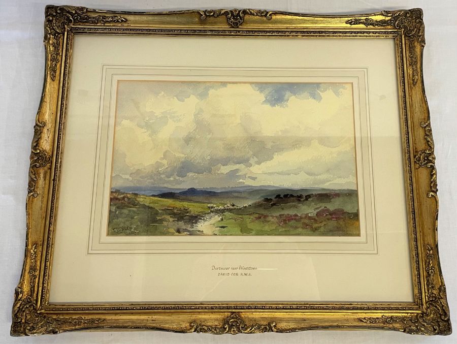 David Cox watercolour of Dartmoor near Princetown 54cm x 44cm (frame size)