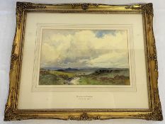 David Cox watercolour of Dartmoor near Princetown 54cm x 44cm (frame size)