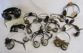 K 600 Bush professional stereophones and a collection of vintage headsets including Brandes, BBC