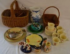 Various ceramics including Royal Doulton miniature character jugs & a reproduction 18th century