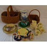 Various ceramics including Royal Doulton miniature character jugs & a reproduction 18th century