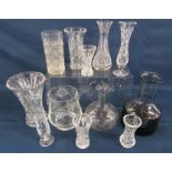 Selection of crystal and glass vases