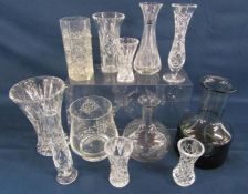 Selection of crystal and glass vases