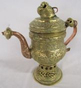 Nepal/Tibetan copper and brass butter teapot with dragon head handle and lid - brass and copper