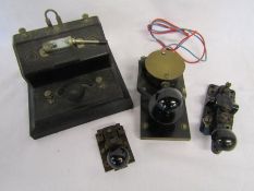 BBC No. 2 model crystal set and 3 Morse code keys