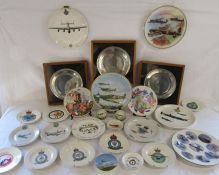 Collection of RAF military aviation collector plates, includes cased silver plate salvers,