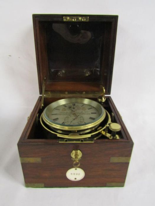 Victorian marine chronometer by Whyte,Thomson & Co 'Makers to the Admiralty' Glasgow, numbered 4492, - Image 9 of 16