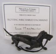 Nelson & Forbes limited edition 'Trotting wire haired dachshund' bronze sculpture by Sue Maclaurin