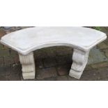 Concrete garden bench with classical style supports & curved seat