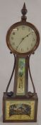 19th century American Federal mahogany banjo wall clock with twin weight driven mechanism (cracked