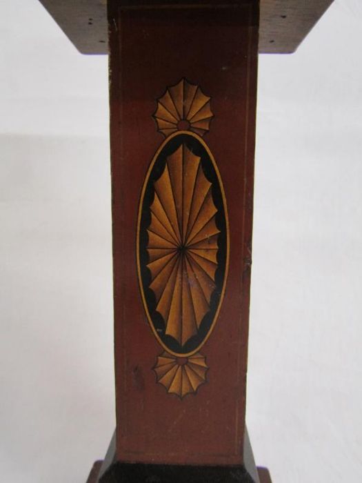 Silver Waltham pocket watch and  grandfather clock pocket watch stand with marquetry - approx. - Image 2 of 8