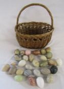 Wicker basket containing 29 onyx eggs