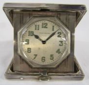 Waltham travel clock in sterling silver case