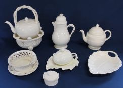 Hartley Greens & Co Creamware tea kettle & stand, Wedgwood Creamware Edme teapot, Wedgwood