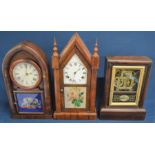 Three 19th century American mantel clocks: E N Welsh beehive with replacement movement, Seth