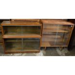 2 low level bookcases with sliding glass doors