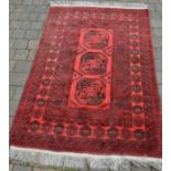 Red and grey Persian rug, L192cm x W128.5cm