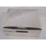 William Comyns & Sons 1915 silver and wooden lined cigarette box - inscribed 'R.A.R 1916'