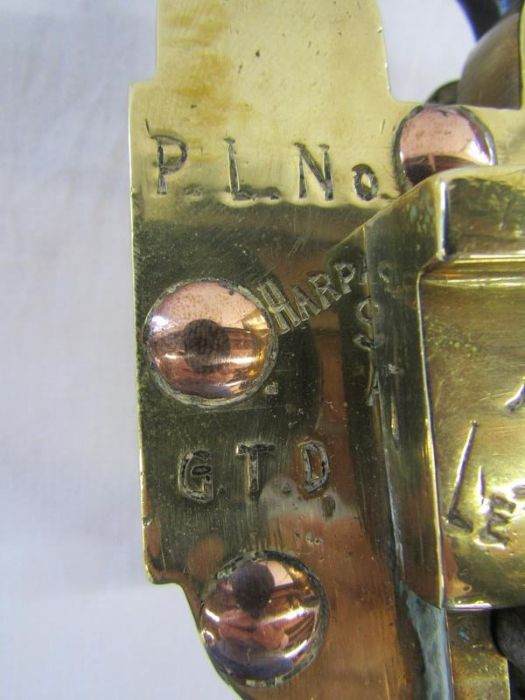 Vintage hand crafted heavy brass and copper padlock with key and hidden release - P.L.N 1649 - Image 2 of 8