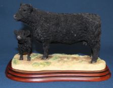 Border Fine Arts Cattle Breeds Galloway Cow & Calf A3790 with box (base 21.5cm wide)