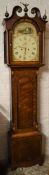 Victorian 8 day longcase clock with a painted dial in a mixed wood case