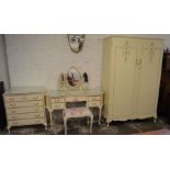 Olympus bedroom suite comprising wardrobe, chest of drawers & a dressing table with stool