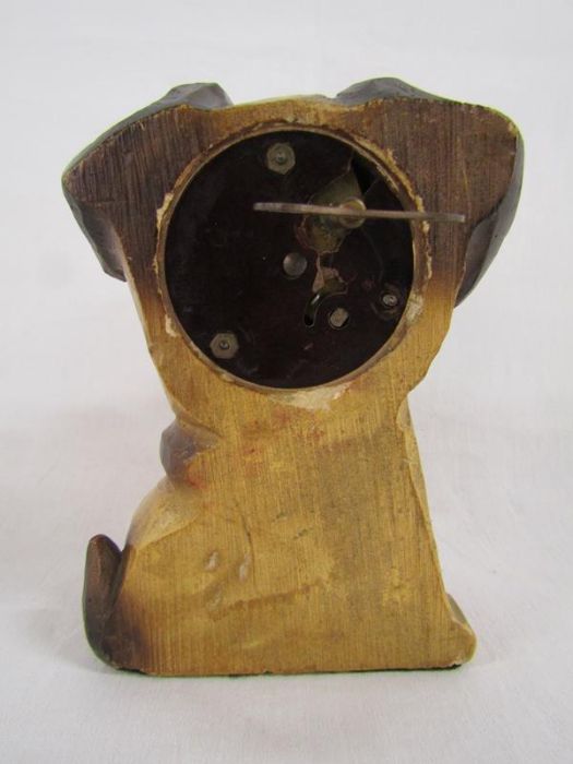 German novelty rolling eye Schnauzer winding clock stamped J. Oswald Germany to movement circa - Image 3 of 5