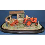 Country Artists "Hitching Up" Nuffield 4/60 & Howard E60 Rotovator by Keith Sherwin (base 58cm wide)