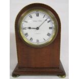 Edwardian mahogany mantel clock, the face marked Mappin & Webb Made in France - approx. 19cm tall