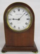 Edwardian mahogany mantel clock, the face marked Mappin & Webb Made in France - approx. 19cm tall