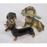 John Beswick Dachshund and 2 West Germany Kaiser wire haired dachshund