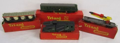 Boxed Triang - Snow Plough, Pickle Car, Rocket Launching Wagon and diesel power car