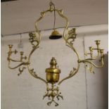 Art Nouveau brass ceiling light converted to electric