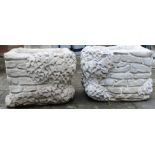 Pair of concrete ivy / brick design planters